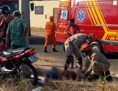 Imagem da notícia Motociclista fica em estado grave após ser arremessado contra poste em acidente em Coxim